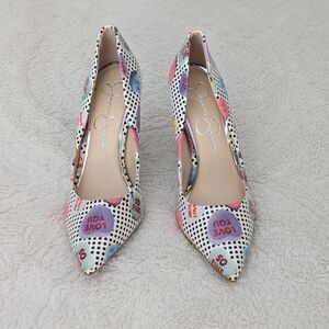White and Pink High Heel Pumps with Sleek Design